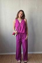 Blusa tipo lino magenta