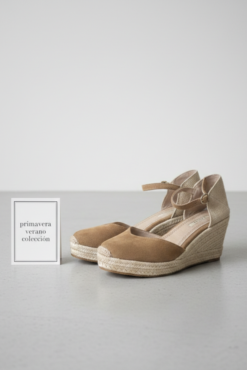 Alpargata Valenciana Cuña Camel - Plataforma Yute 8cm