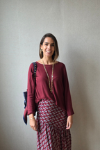 Jersey punto fino fluido granate