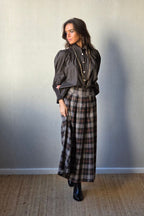 Falda tablas de cuadro escocés chocolate