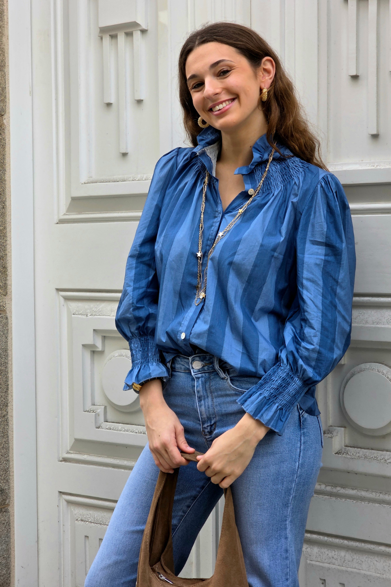 Camisa Rayas Azul Jean