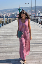 Vestido Elástico Ramos Rosa
