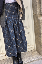 Falda Pía de cuadros escocesa asimétrica azul