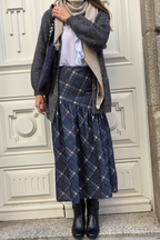 Falda Pía de cuadros escocesa asimétrica azul
