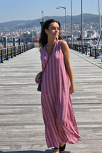 Vestido Elástico Ramos Rosa