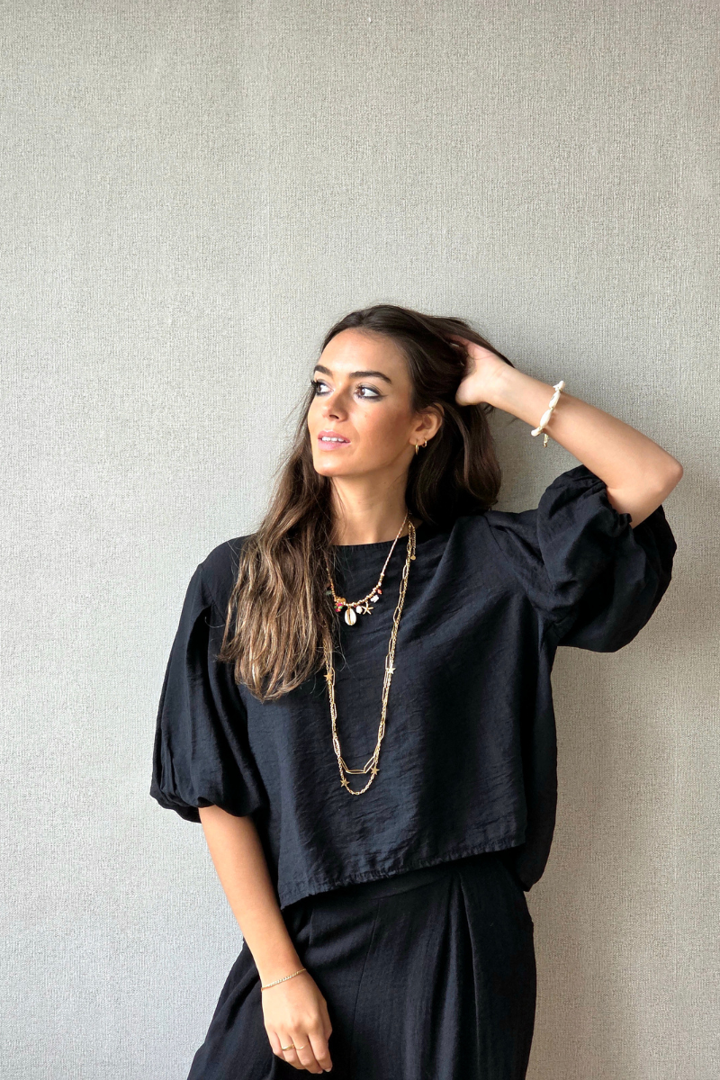 Blusa Manga Globo Negro