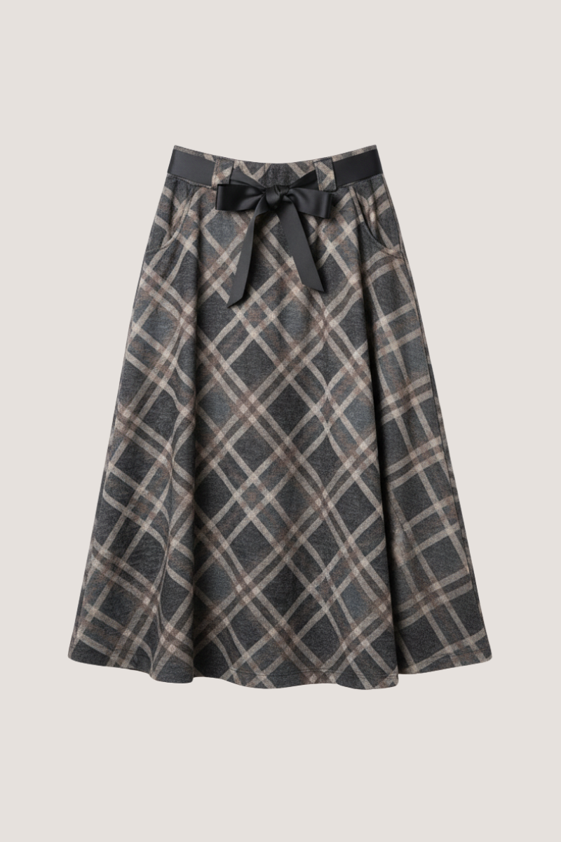 Falda de cuadros grandes gris oscuro