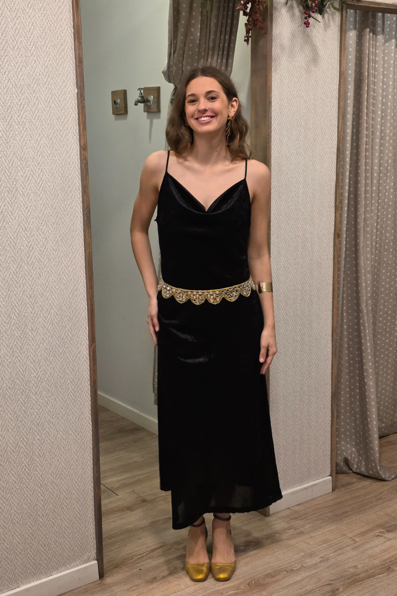 Vestido tirantes terciopelo negro