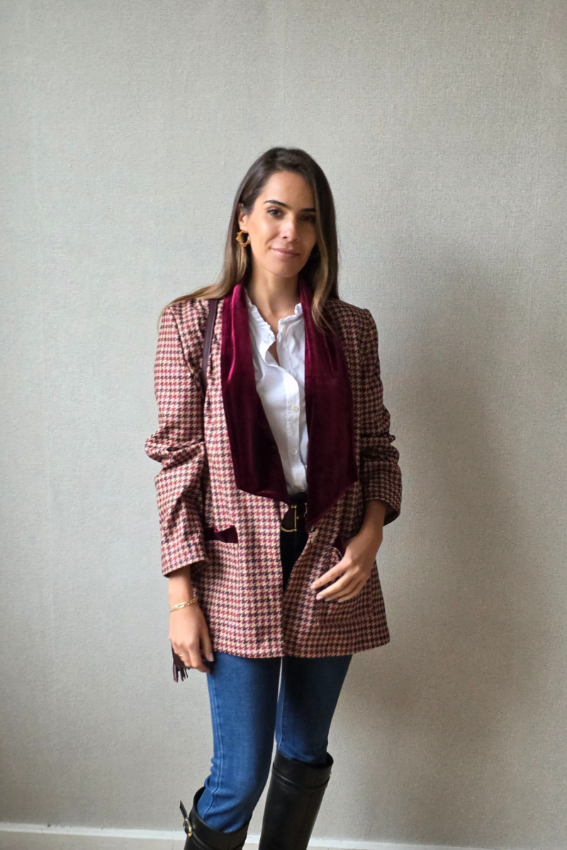 Americana oversize pata de gallo granate