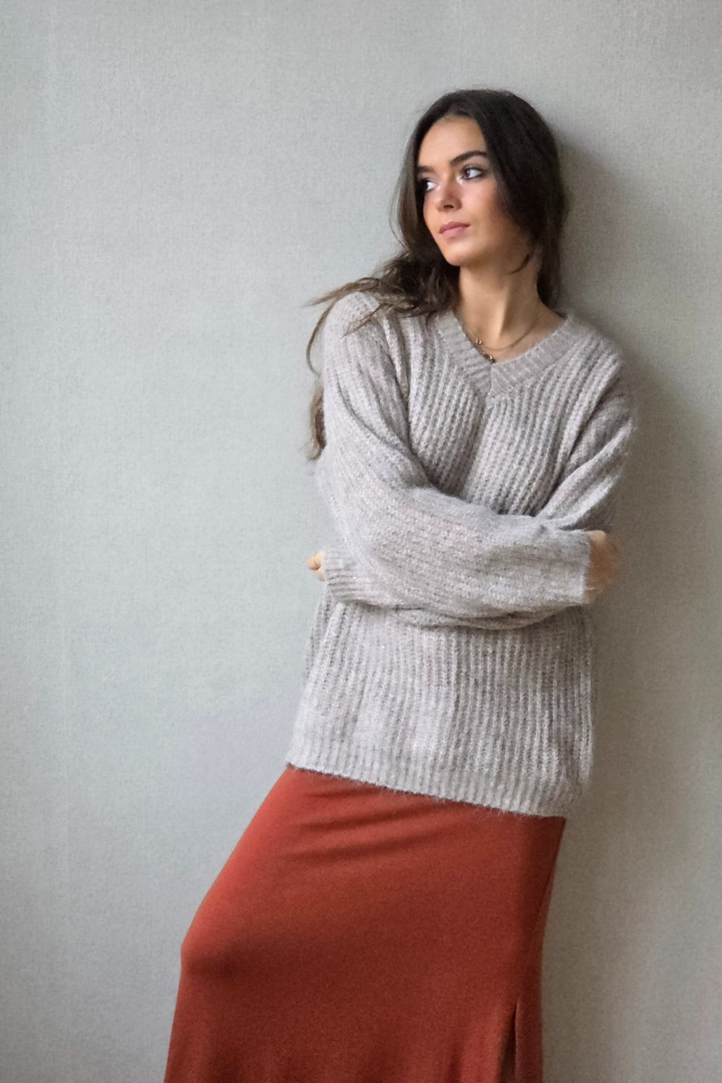 Jersey Olivia de punto con brillos beige