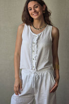 Camiseta de tirantes con volantes blanco