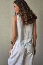 Camiseta de tirantes con volantes blanco