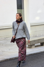 Falda Casilda de cuadros grandes berenjena