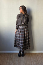 Falda tablas de cuadro escocés chocolate