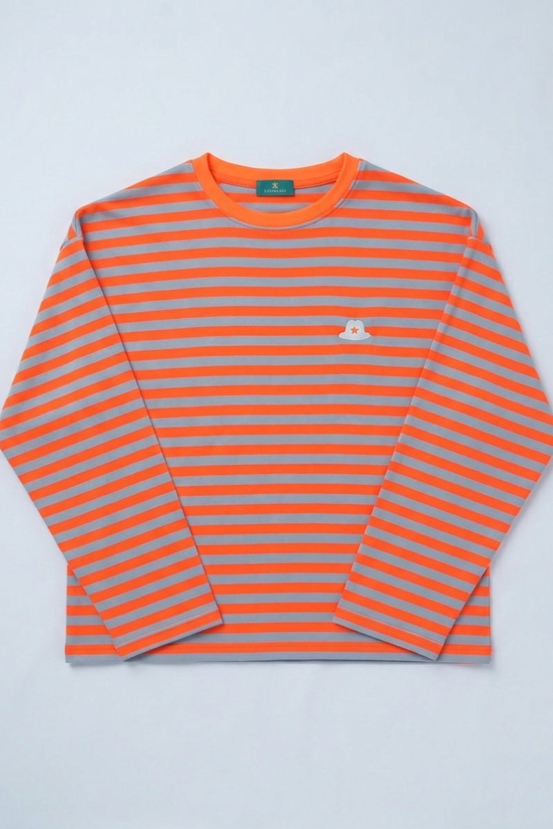 Sudadera Rayas Naranja Flúor Islas Cíes