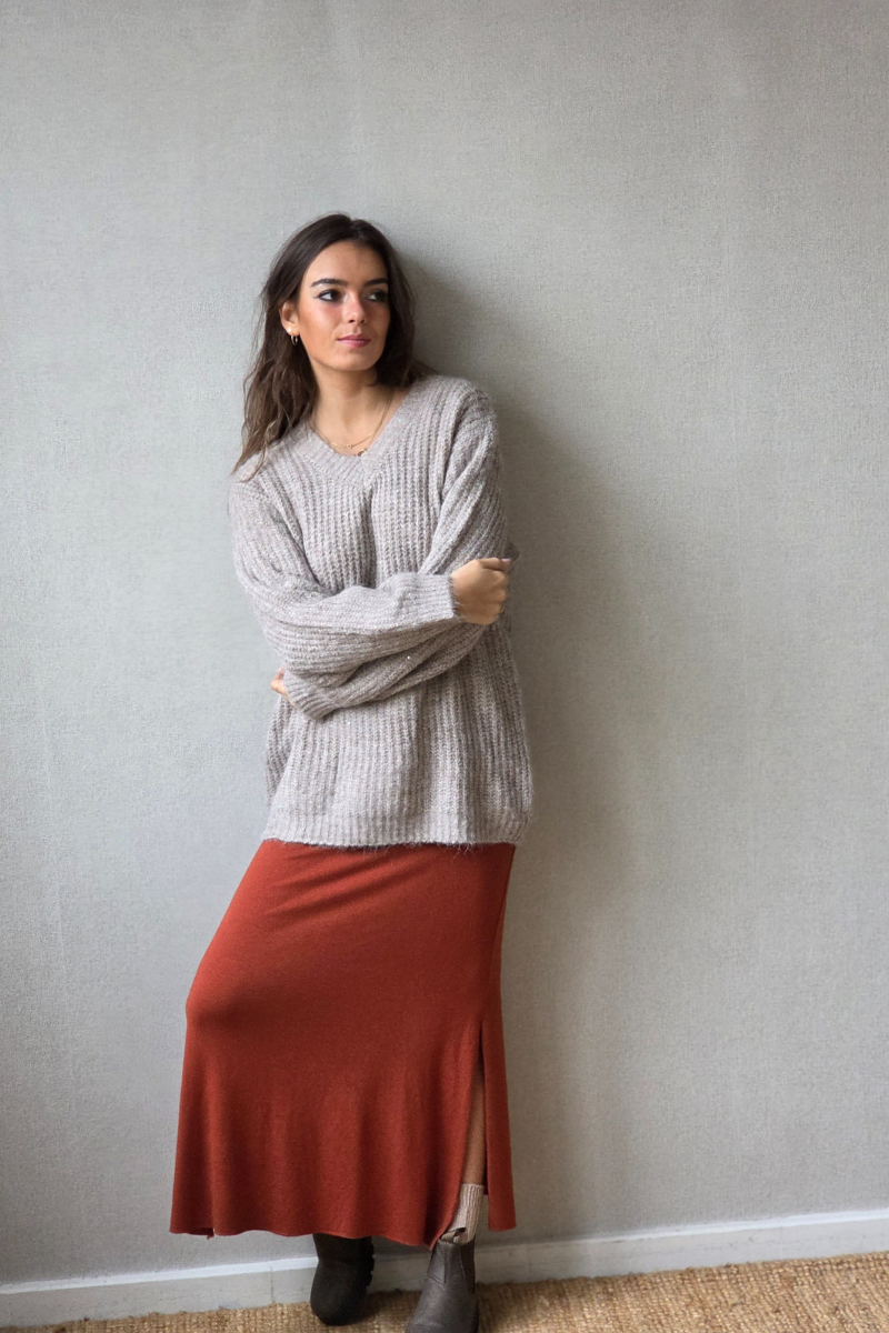 Jersey Olivia de punto con brillos beige