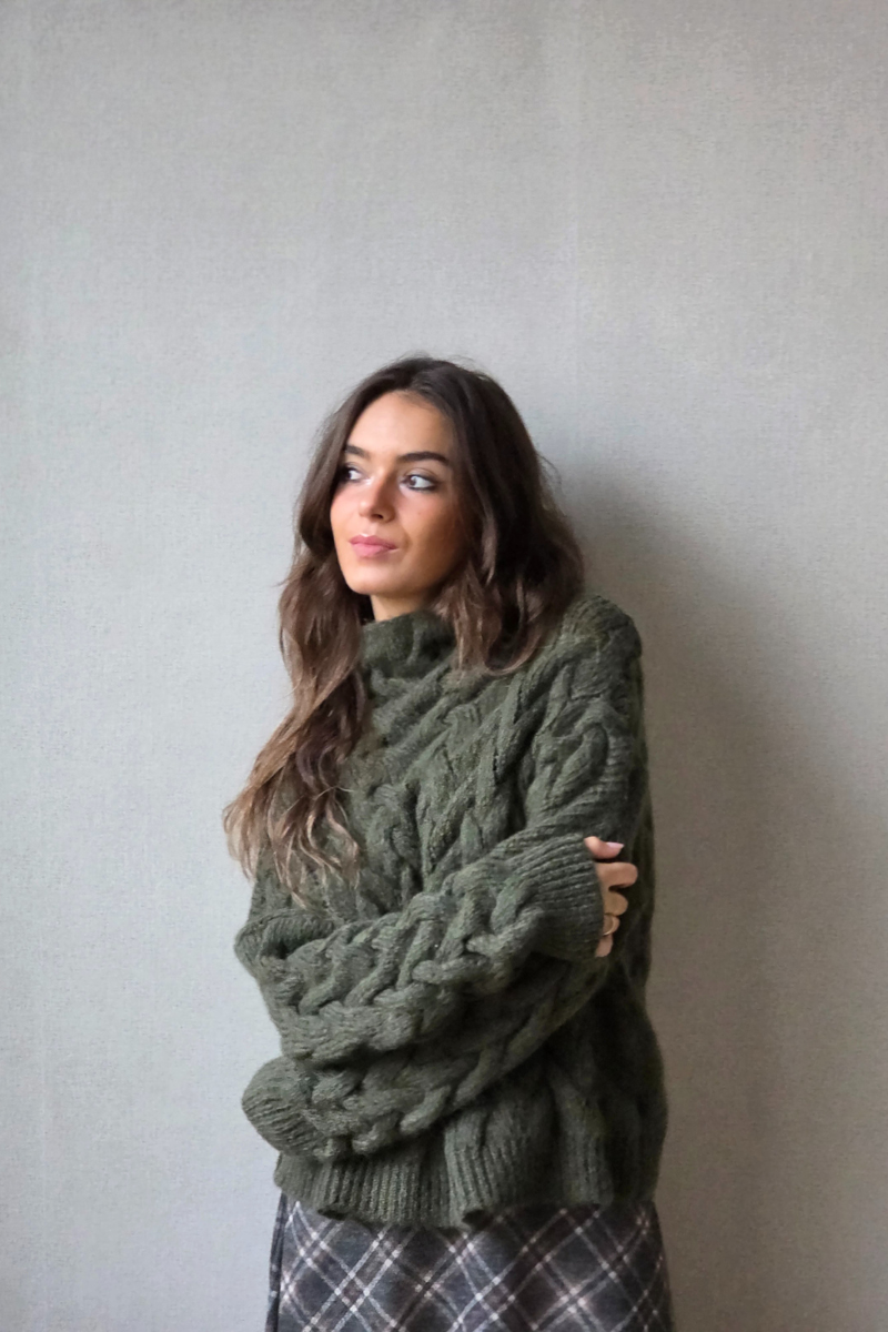 Jersey ochos cuello caja verde militar