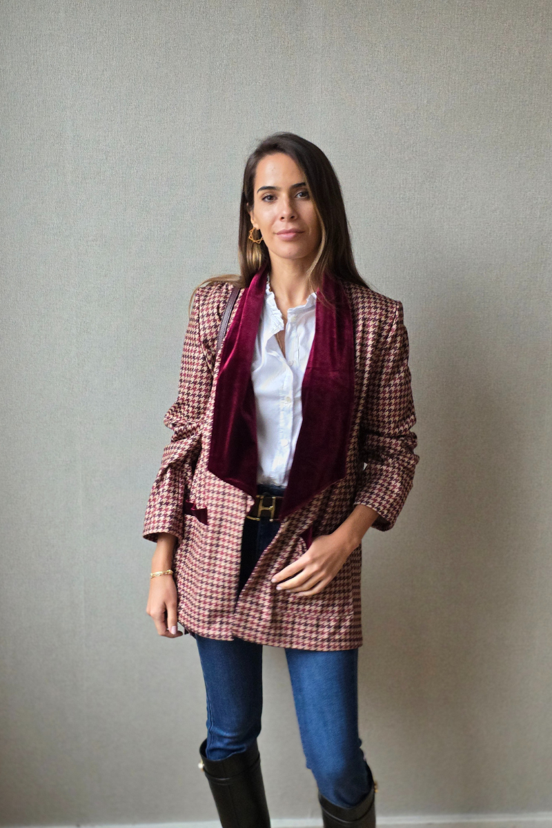 Americana oversize pata de gallo granate