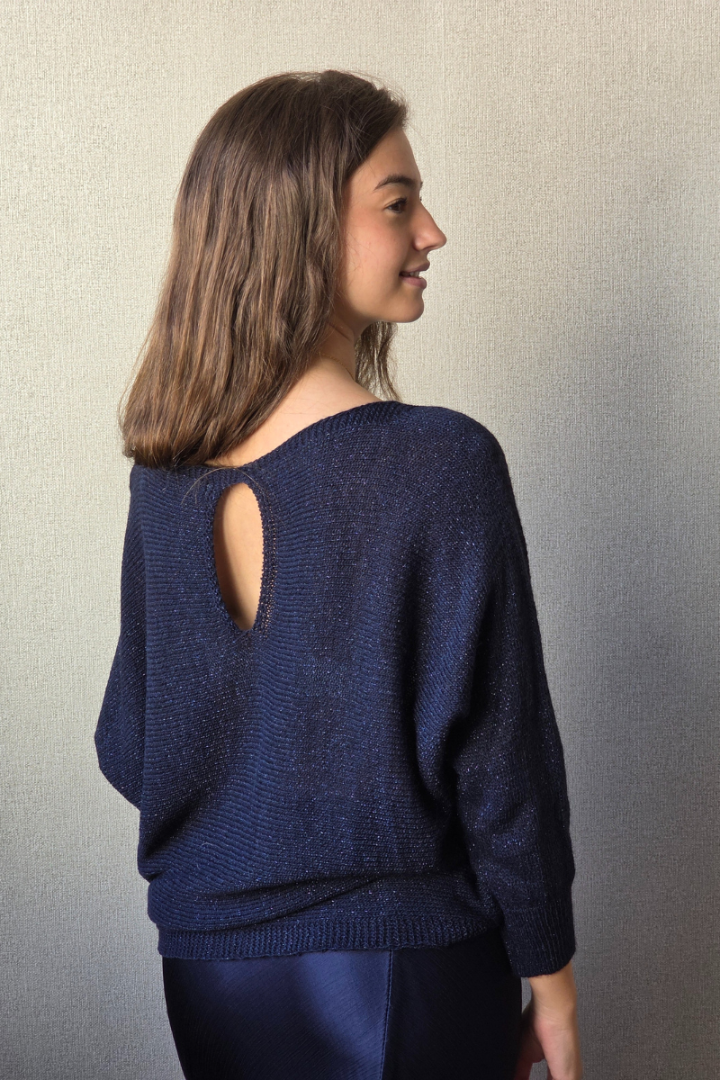 Jersey lurex manga japonesa azul marino