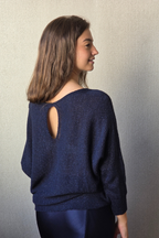 Jersey lurex manga japonesa azul marino