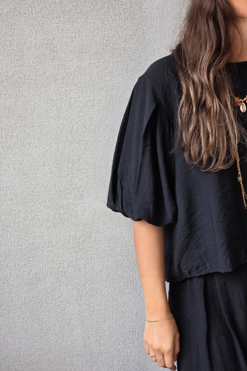 Blusa Manga Globo Negro