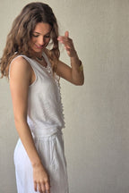 Camiseta de tirantes con volantes blanco