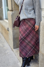 Falda Casilda de cuadros grandes berenjena