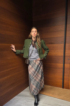 Falda Casilda de cuadros grandes verde militar