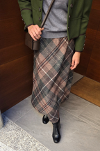 Falda Casilda de cuadros grandes verde militar