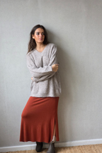 Falda larga de punto caldero