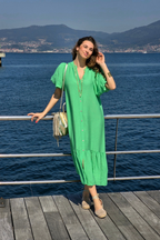 Vestido Manga Globo Verde