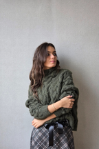 Jersey ochos cuello caja verde militar