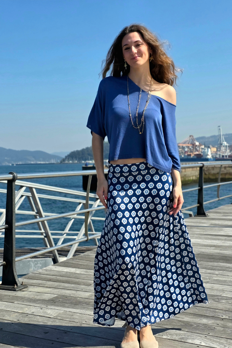 Falda Larga Elástica Célula Marino