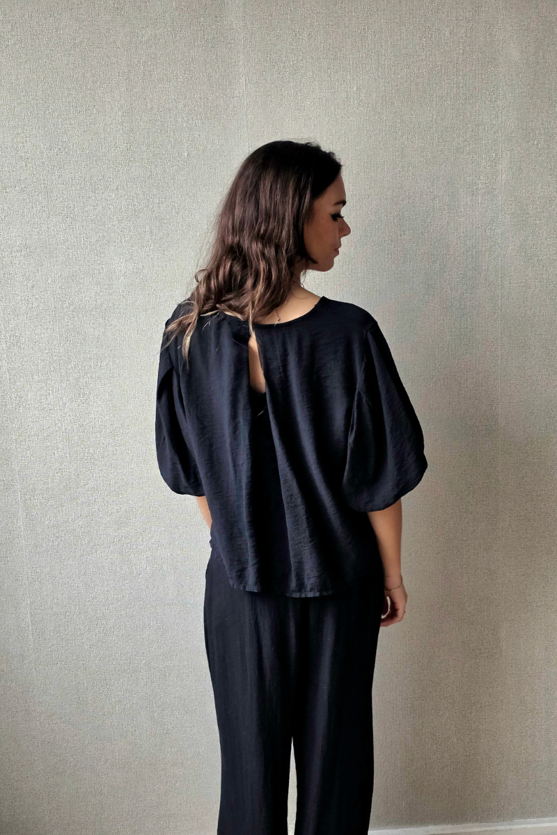 Blusa Manga Globo Negro