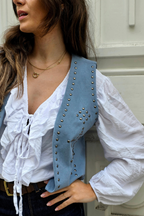 Chaleco Tachuelas Estrellas - Azul Jean