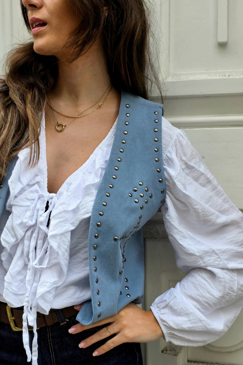 Chaleco Tachuelas Estrellas - Azul Jean