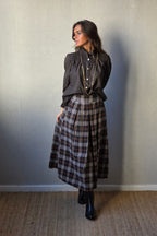 Falda tablas de cuadro escocés chocolate