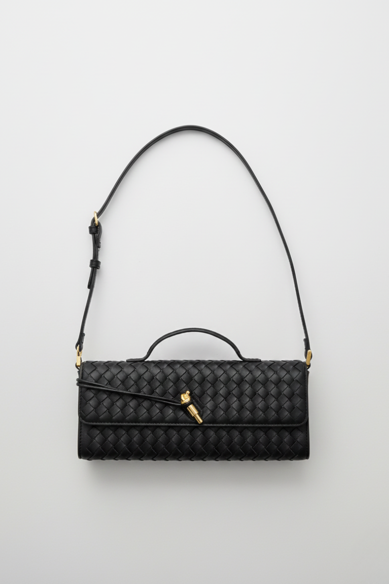 Bolso baguette trenzado negro