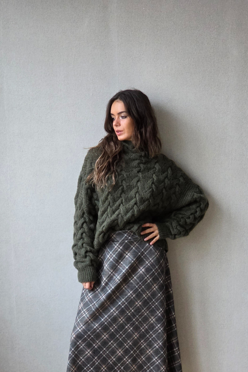 Jersey ochos cuello caja verde militar