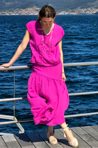 Falda Rayas Magenta tipo lino