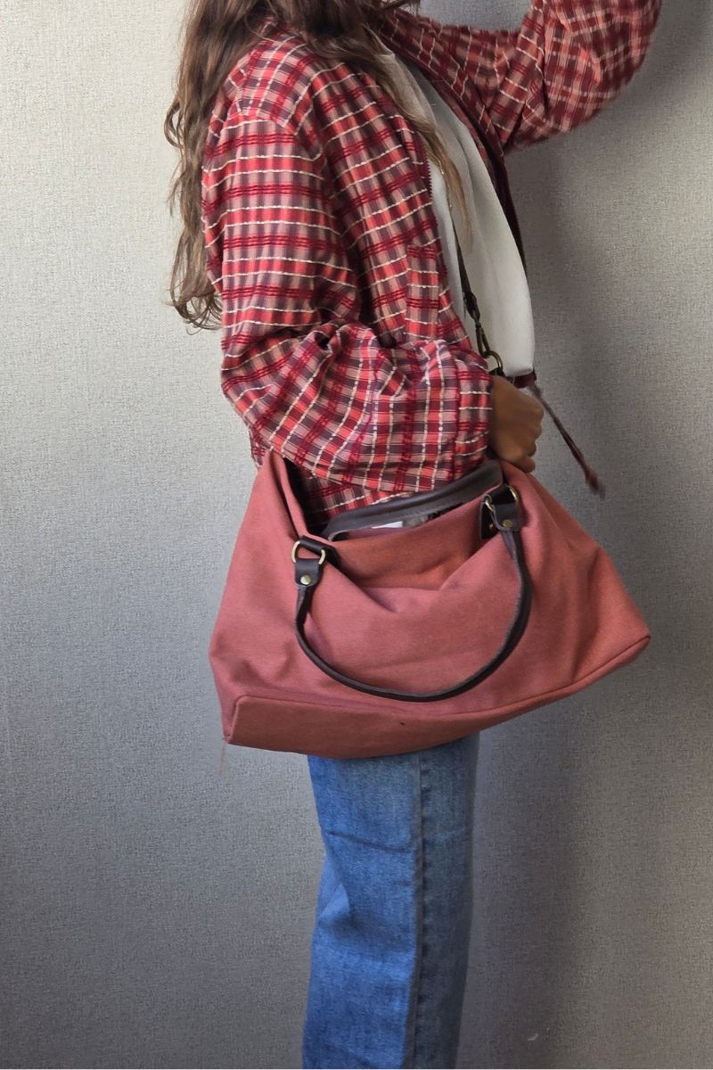 Bolso loneta oversize teja con opción a personalizar