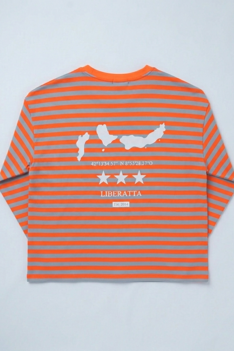 Sudadera Rayas Naranja Flúor Islas Cíes