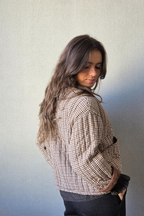 Chaqueta de cuadros acolchada chocolate