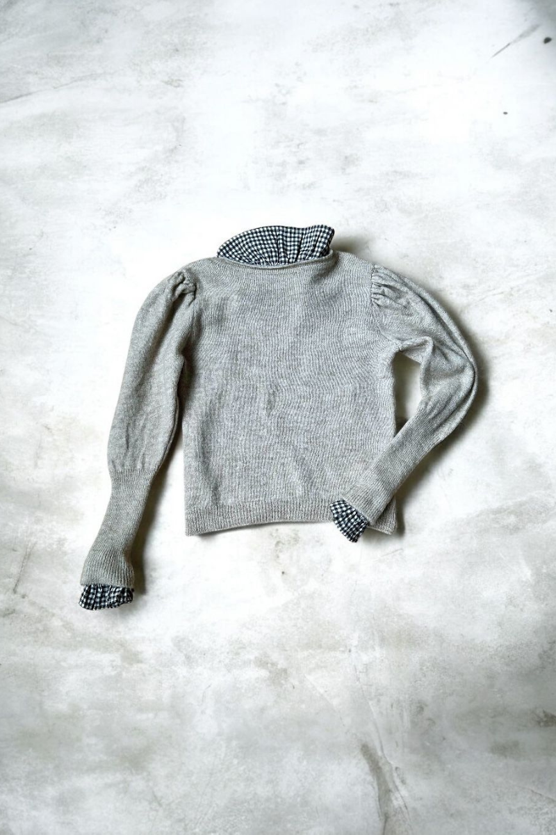 Conjunto de puño y cuello vichy gris