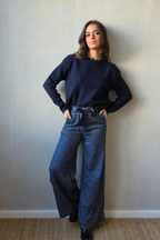 Pantalón palazzo cuadro pequeño azul