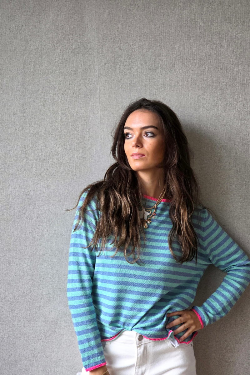 Jersey Sunset Rayas Turquesa