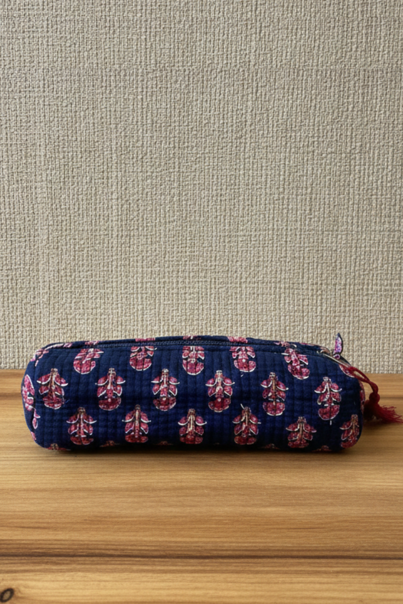 Estuche Neceser Pequeño Estampado Paisley azul oscuro