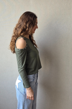 Camiseta Sin hombros con Estrellas - Verde Militar