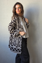 Chaqueta de lana con dibujo chocolate