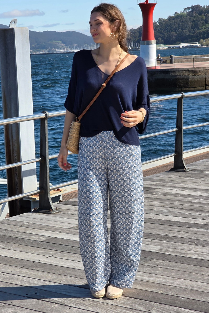 Pantalón Estampado Conchas Marino elástico